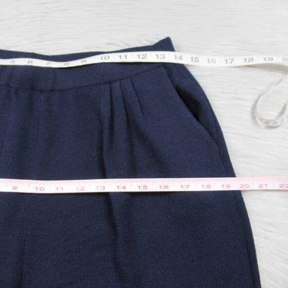 ST. JOHN Dark Blue Santana Knit Wool Blend Knit Trousers Pants Women’s Size 12 - Picture 9 of 12